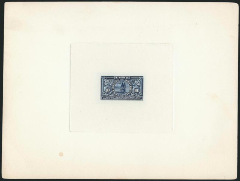 1899, 10c Blue, Special Delivery, Immediata Inscription, Large Die Trial Color Proof on India (E2TC1).> Die sunk on 6 x 8 in. card, couple negligible card corner creases and tiny slightly discolored spot far
from die sinkage area, otherwise Extreme
