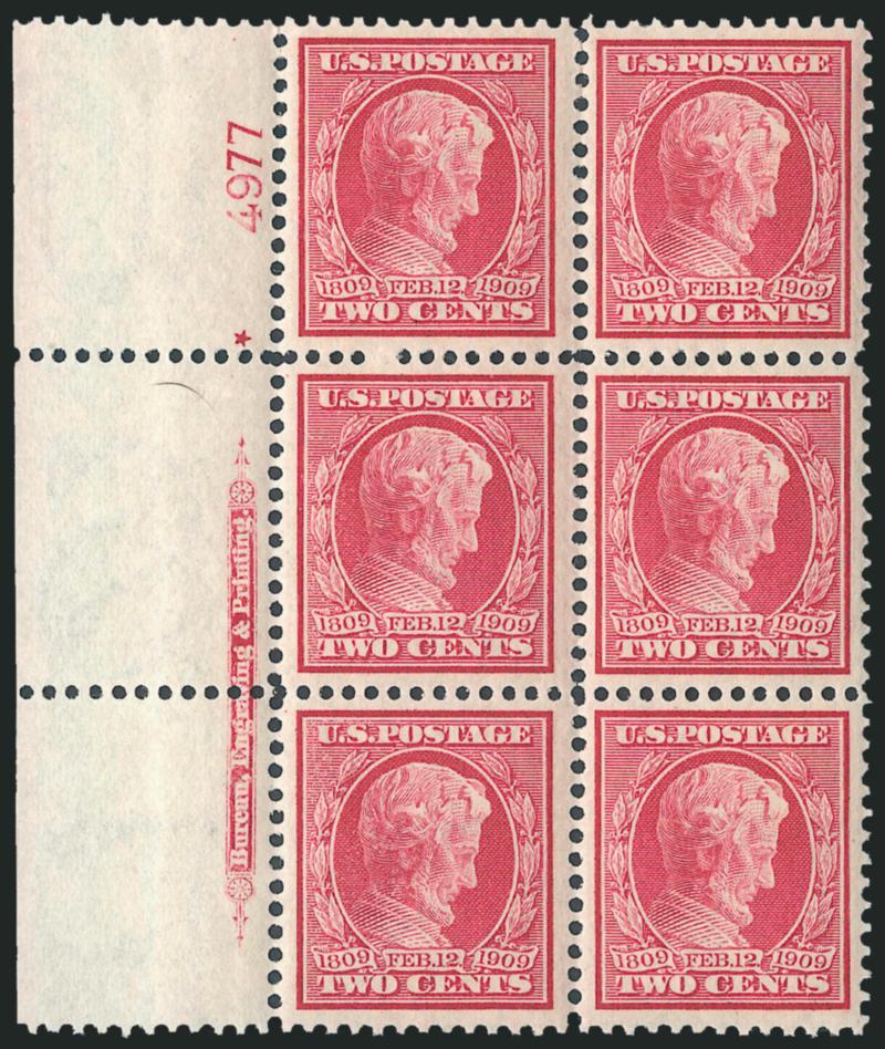 2c Lincoln (367).> Set of four matched imprint, plate no. 4977 and small solid star blocks of six,bottom and right Mint N.H., others single h.r., Fine-Very Fine matched set