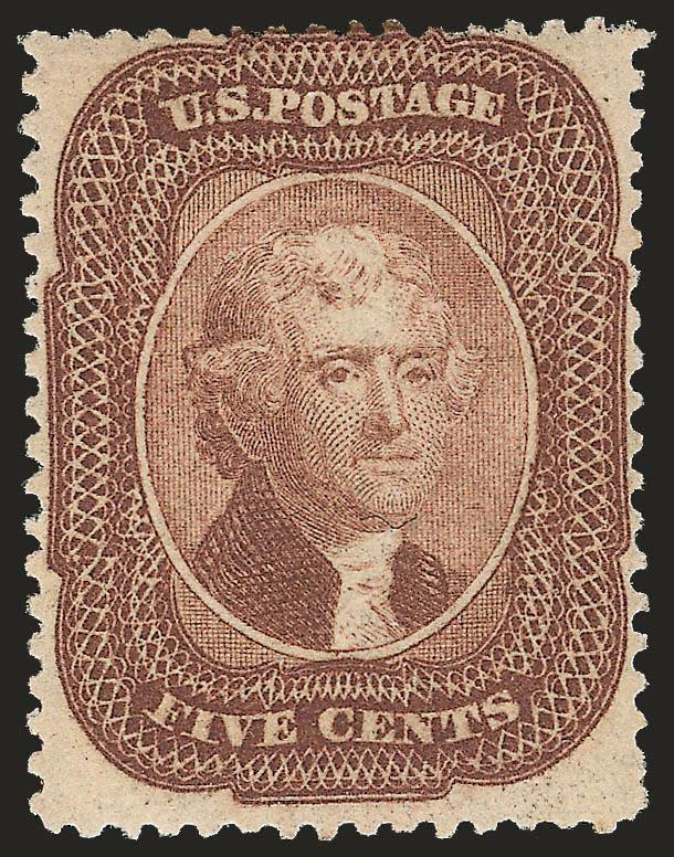 5c Brown (29).> Original gum, choice centering side-to-side and with wide margin at bottom, attractive shade, fresh and Fine, with 1995 A.P.S. and 2002 P.F. certificates