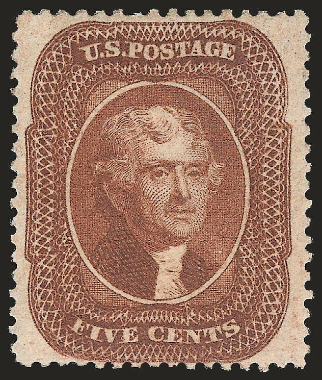 5c Orange Brown, Ty. II (30).> Original gum, attractive warm shade, wide margins, fresh and Very Fine, with 2000 P.F. certificate