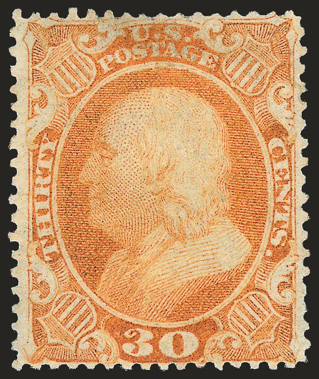 30c Orange (38).> Original gum, bright shade, well-proportioned margins, small translucency at top not mentioned on accompanying certificates, Very Fine appearance, with 1989 and 1999 P.F. certificates