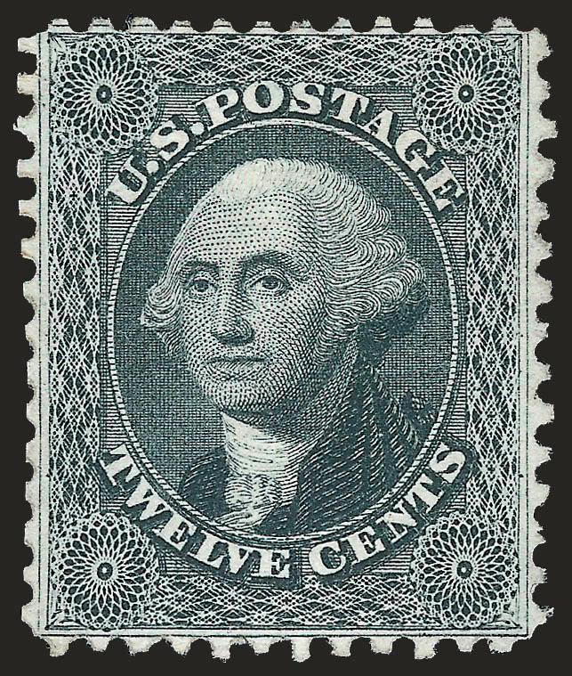 12c Greenish Black, Reprint (44).> Without gum as issued, detailed impression, well-proportioned margins<><>^VERY FINE EXAMPLE OF THE 12-CENT 1857 REPRINT.^<><>Only 489 were sold. With 1998 P.S.E. and 2005 P.F.
certificates