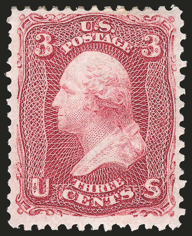 3c Lake (66).> Original gum, single hinge mark, rich color and proof-like impression on bright paper<><>^VERY FINE AND CHOICE. A BEAUTIFUL ORIGINAL-GUM EXAMPLE OF THE 1861 LAKE TRIAL PRINTING.^<><>With 2005
P.F. certificate