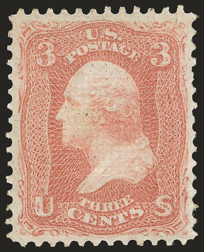 3c Red, F. Grill (94).> Original gum, lightly hinged, clearly-defined grill, brilliant color, choice centering, Extremely Fine, a scarce stamp in such pristine condition, with 2000 P.F. certificate