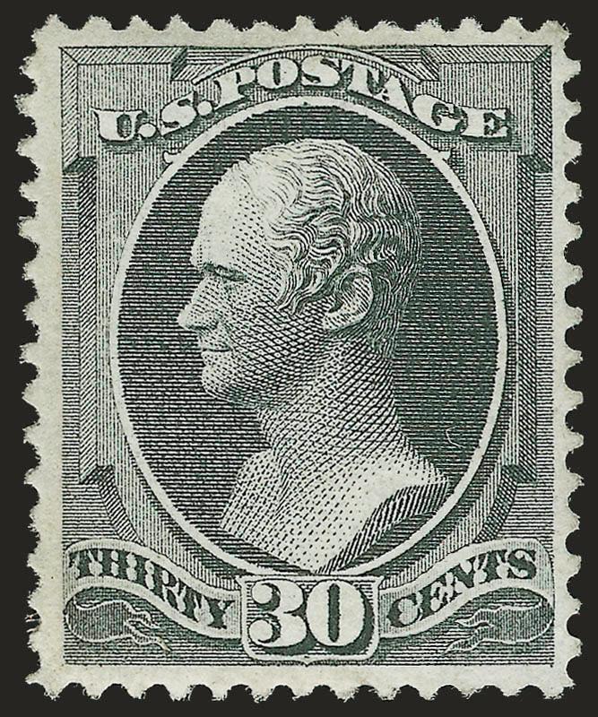 30c Black (154).> Original gum, choice centering with wide margins, beautiful deep charcoal shade and detailed impression<><>^EXTREMELY FINE. THE 1870 30-CENT NATIONAL UNGRILLED ISSUE IS ONE OF THE MOST
DIFFICULT OF ALL BANK NOTE ISSUES TO FIND IN