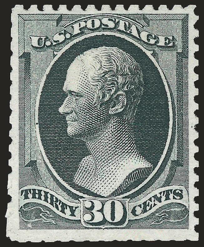 30c Greenish Black, Special Printing (176).> Without gum as issued, crisp impression on fresh paper, scissors-separated as unusual but with <virtually intact perforations,> unusually choice centering<><>^VERY
FINE AND CHOICE. A BEAUTIFUL EXAMPLE OF