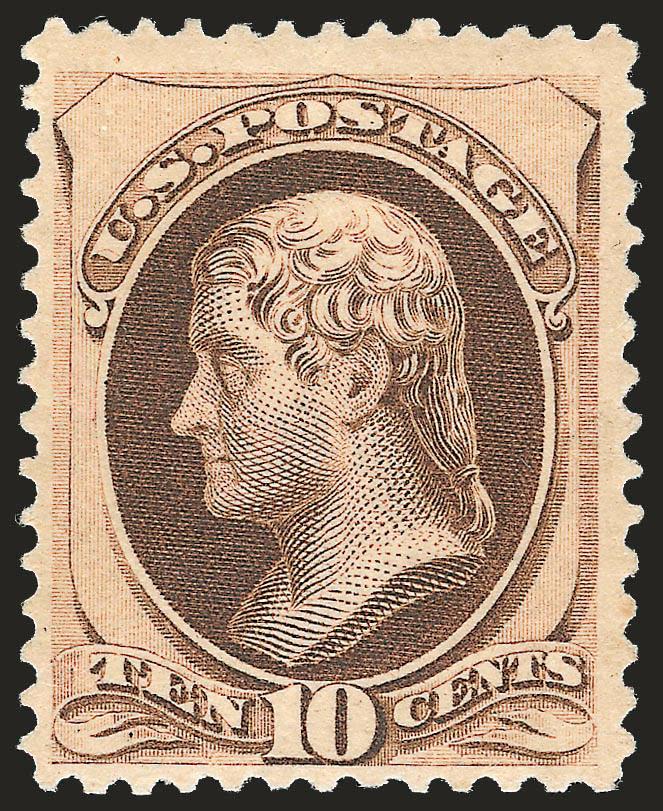 10c Brown, With Secret Mark (188).> Original gum, rich color and detailed impression which clearly shows the secret mark in the scroll at top right, fresh and Very Fine, with 1995 P.F. certificate