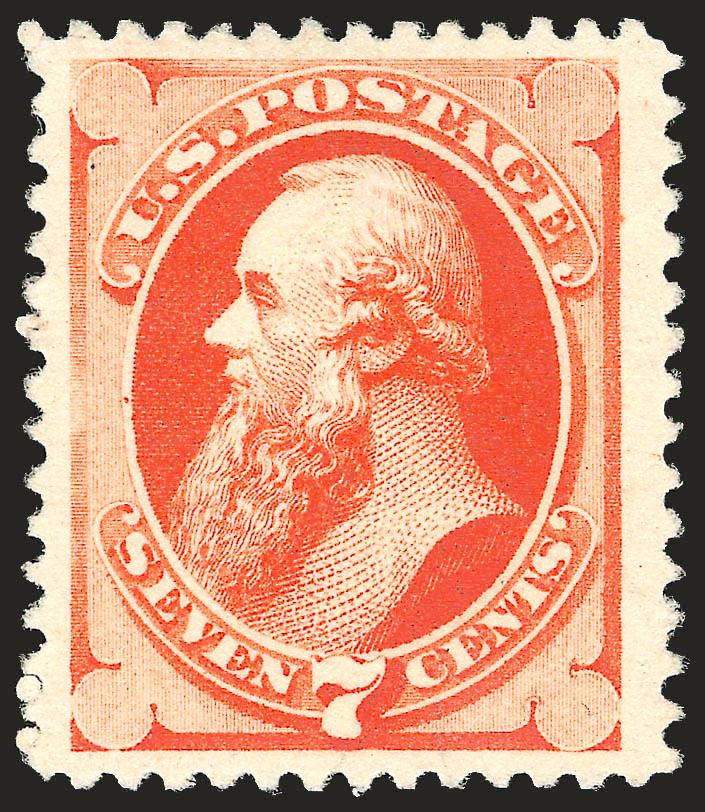 7c Scarlet Vermilion, Special Printing (196).> Without gum as issued, brilliant color on white paper, choice centering with Jumbo margins all around<><>^EXTREMELY FINE GEM. EASILY ONE OF THE TWO OR THREE FINEST
EXAMPLES OF THE 7-CENT 1880 AMERICAN