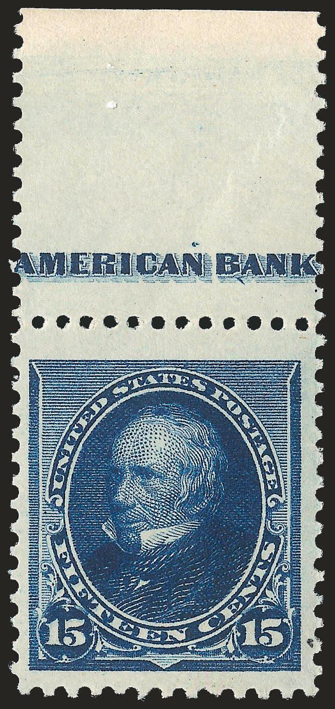 15c Indigo (227).> Mint N.H. with <part imprint> at top, intense shade on bright paper, Jumbo margins, Very Fine and choice, a huge stamp