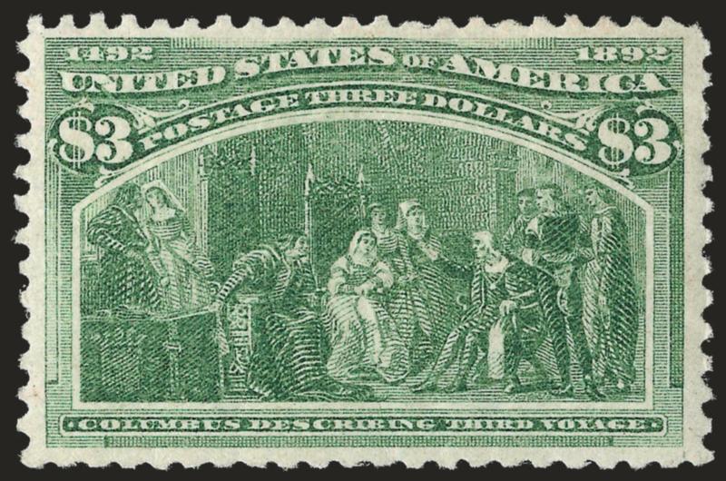 $3.00 Columbian (243).> Natural crackly gum, lightly hinged, bright shade, Very Fine, with 1995 P.F. certificate