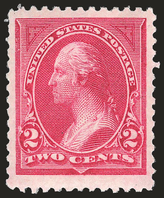 2c Carmine Lake, Ty. I (249).> Mint N.H., intense shade and proof-like impression, well-centered with extra wide bottom margin, Very Fine, with 1998 P.F. certificate