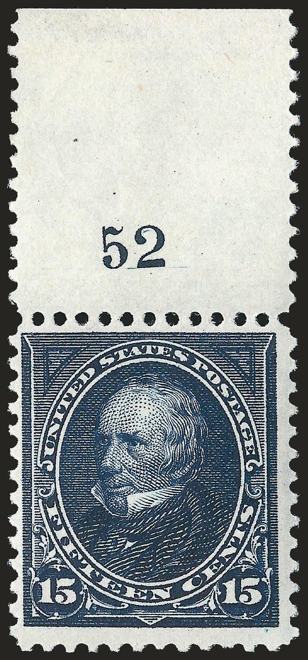 15c Dark Blue (274).> Mint N.H. with <plate no. 52 in selvage> at top, deep rich color on bright paper, Fine, attractive with the plate number, with 1999 P.F. certificate