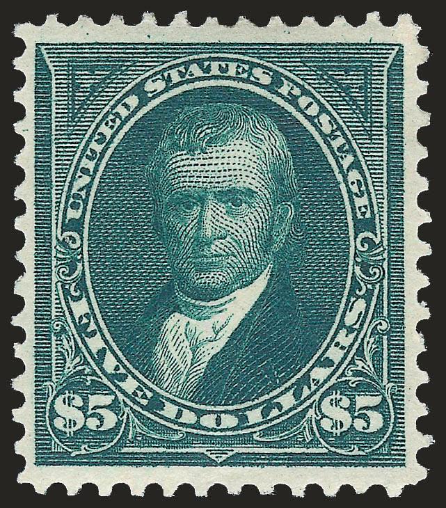 $5.00 Dark Green (278).> Original gum, intense shade on bright white paper, exceptionally fresh and Very Fine, with 1999 P.F. certificate