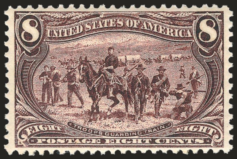 8c Trans-Mississippi (289).> Mint N.H., deep rich color, detailed impression, choice well-balanced margins, Extremely Fine, with 2006 P.F. certificate for a block of four