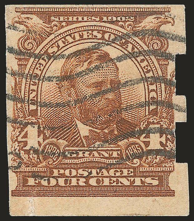 4c Brown, Imperforate, Schermack Ty. III Private Perforation (314A).> Large margins to well clear at left with full Schermack perforations on right side, deep rich color, usual wavy-line cancel, small thins and
small sealed tear<><>^FINE APPEARANCE