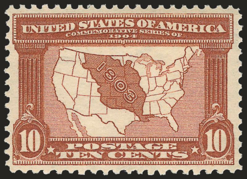 1c-10c Louisiana Purchase (323-327).> Mint N.H., bright and fresh colors, all well-centered, Very Fine-Extremely Fine, a pretty set, three certificates (one copy) for blocks or pairs accompany