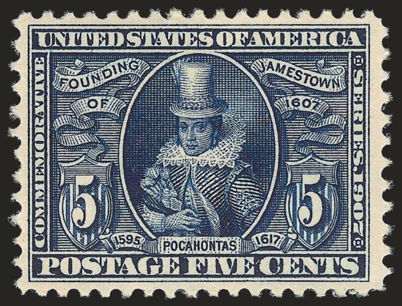 1c-5c Jamestown (328-330).> Mint N.H. set, unusually choice centering, 2c with bottom selvage, Very Fine-Extremely Fine, 1c with 1987 P.F. certificate, 2c with 1993 P.S.E. certificate