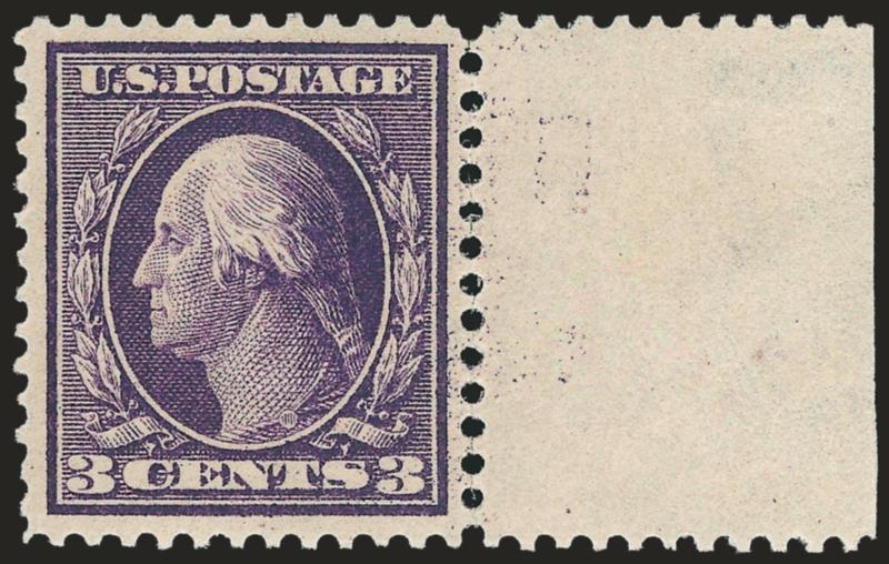 3c Deep Violet, Bluish (359).> With selvage at right, choice well-balanced margins, deep rich color, slight natural gum bend, Very Fine and choice, an exceptionally attractive 3c Bluish Paper, with 2001 P.F.
certificate