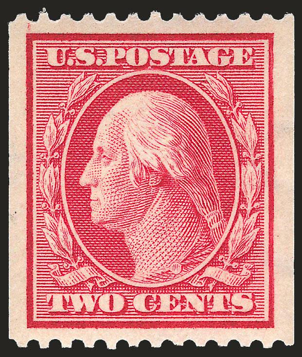 2c Carmine, Coil (386).> Mint N.H., radiant color on bright paper, wide balanced margins, fresh and Extremely Fine