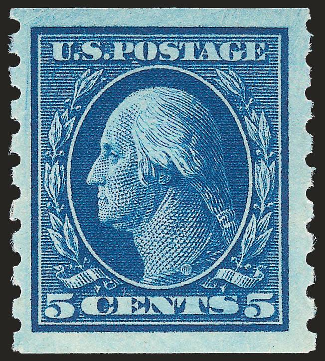 5c Blue, Coil (396).> Mint N.H., intense color on bright paper, Very Fine and choice