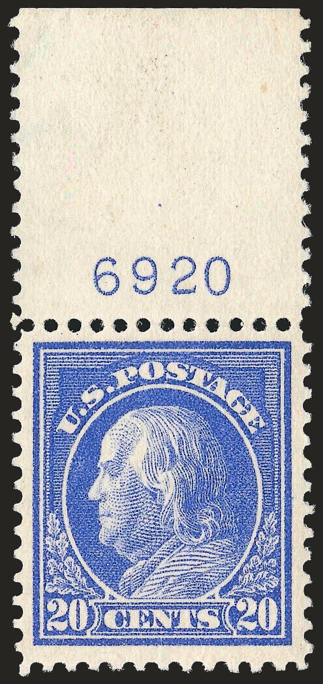20c Ultramarine (419).> Mint N.H. <with plate no. 6920> selvage at top, wide margins, intense shade, Very Fine and choice, with 1991 P.F. certificate