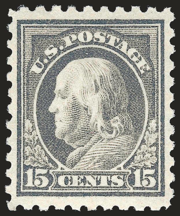 15c Gray (437).> Mint N.H., rich color nicely contrasted by bright white paper, nicely centered with Jumbo margins at top and bottom, Very Fine and choice