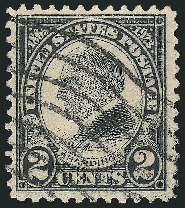 2c Harding, Rotary Perf 11 (613).> Well-centered with unusually wide margins for this printing, sharp impression, bold wavy-line machine cancel<><>^FRESH AND EXTREMELY FINE. ONE OF THE FINEST SINGLES OF THE 44
2-CENT HARDING ROTARY PERF 11 STAMPS R