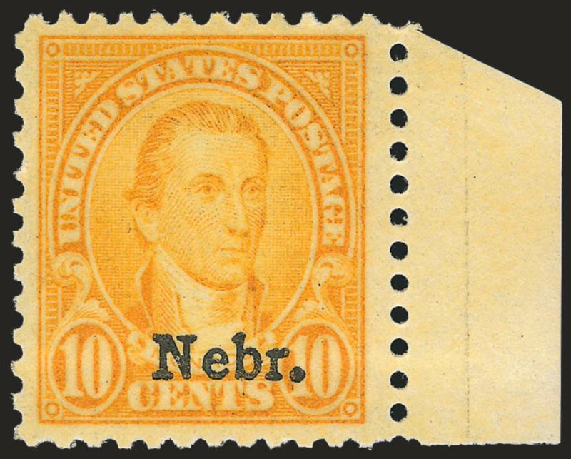 1c-10c Nebr. Overprints (669-679).> Mint N.H., 10c with selvage at right, bright colors, better centering than normally found, Very Fine set