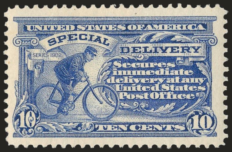 10c Ultramarine, Special Delivery (E8).> Mint N.H., bright color, wide margins, Extremely Fine, with 1994 P.F. certificate