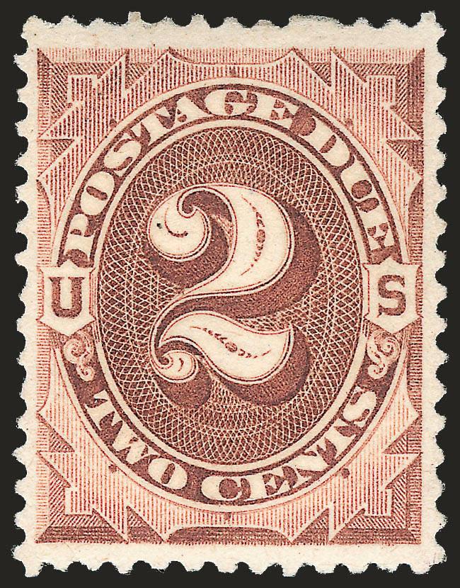 2c Deep Brown, Special Printing (J9).> Full original gum, h.r., choice centering, intense color and proof-like impression on bright paper<><>^EXTREMELY FINE. THIS SUPERB STAMP IS ONE OF THE FINEST EXAMPLES OF
THE RARE 2-CENT POSTAGE DUE SPECIAL PRI