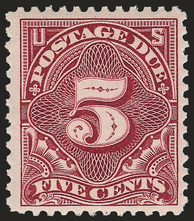 5c Deep Claret (J34).> Mint N.H., rich color on bright paper, wide margins, fresh and Very Fine, with 2003 P.F. certificate for block