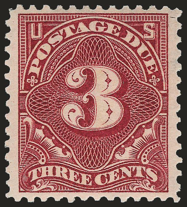 3c Deep Claret (J40).> Mint N.H., deep rich color, well-balanced margins, fresh paper, Very Fine and choice, with 2004 P.F. certificate, with 1998 and 2005 P.S.E. certificates (VF-XF 85 SMQ $375.00)