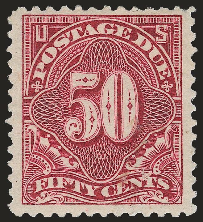 50c Claret (J44).> Original gum, choice centering with wide margins, bright color, small surface scuff not noted on accompanying certificate, Very Fine appearance, with 1998 P.F. certificate