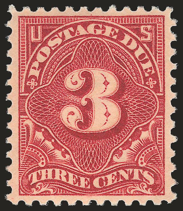 3c Deep Claret (J63b).> Mint N.H., intense shade and impression, well-proportioned margins, Extremely Fine, with 2002 P.F. and 2002 P.S.E. certificates (XF 90 SMQ $110.00)
