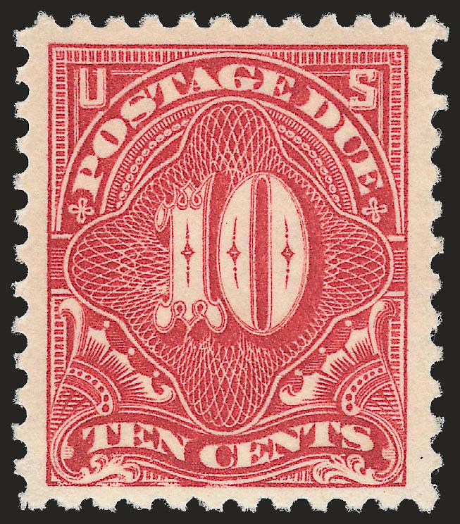 10c Carmine Rose (J65).> Mint N.H., brilliant color, choice centering with wide margins, Extremely Fine, with copy of 2000 P.F. certificate for block of four and 2002 P.F. certificate as single