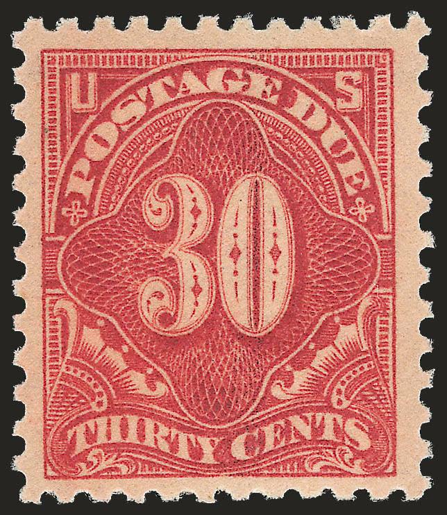 30c Carmine Rose (J66).> Mint N.H., brilliant color, few natural gum skips, Very Fine and choice, with 2004 P.S.E. certificate