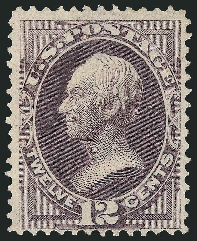 12c Dull Violet, Grill (140).> H. Grill, unused (no gum), deep rich color on fresh crisp paper, several rows of noticeable grill points at left<><>^VERY FINE. A RARE UNUSED EXAMPLE OF THE 12-CENT 1870 NATIONAL
GRILLED ISSUE. THIS IS THE MOST DIFFIC