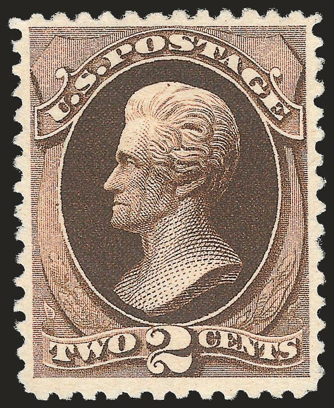 2c Black Brown, Special Printing (193).> Without gum as issued, deep rich color and detailed impression, choice centering for this difficult issue<><>^VERY FINE AND CHOICE. A BEAUTIFUL EXAMPLE OF THE 2-CENT 1880
AMERICAN BANK NOTE COMPANY SPECIAL P