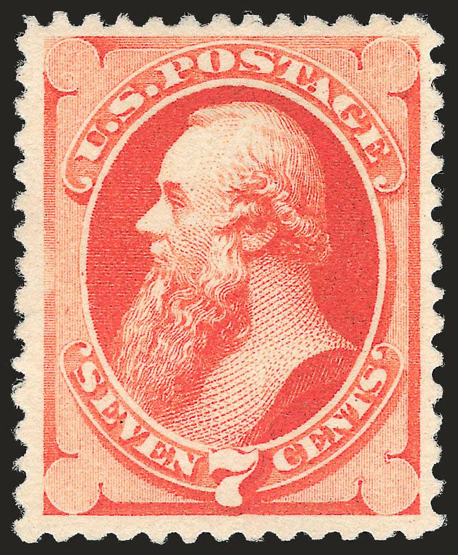 7c Scarlet Vermilion, Special Printing (196).> Without gum as issued, brilliant color on bright paper, unusually choice centering for this issue, long and full perforations all around<><>^EXTREMELY FINE GEM. A
STUNNING EXAMPLE OF THE 1880 7-CENT AM