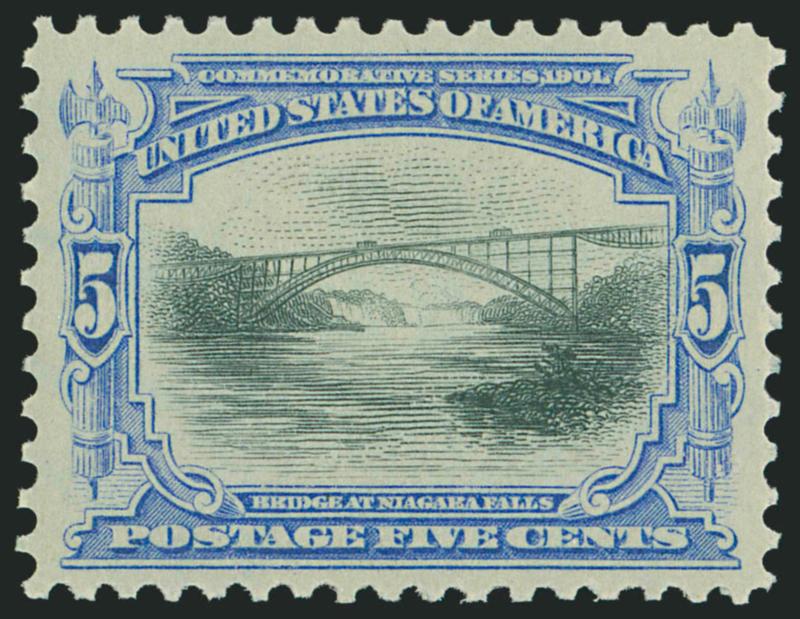 5c Pan-American (297).> Mint N.H., vivid color and crisp impression, beautifully choice centering with wide margins<><>^EXTREMELY FINE GEM. AN OUTSTANDING 5-CENT PAN-AMERICAN FOR THE COLLECTOR OF ULTRA-HIGH
QUALITY GEMS.^<><>P.S.E. encapsulated (
