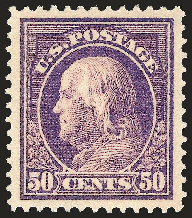 50c Violet (421).> Mint N.H., intense shade and impression on post-office fresh paper, perfectly centered with wide and balanced margins, long and full perforations all around<><>^EXTREMELY FINE GEM. THIS
MAGNIFICENT EXAMPLE OF SCOTT 421 HAS BEEN A