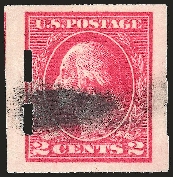 2c Deep Rose, Ty. Ia, Imperforate, Schermack Ty. III Private Perforation (482A).> Deep rich color on bright white paper, centered to left as are virtually all recorded examples, Schermack perforations completely
intact at left showing small part of a