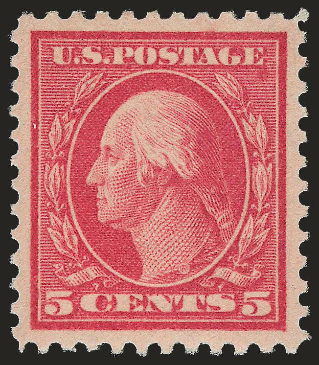 5c Rose, Error (505).> Mint N.H., brilliant color on post-office fresh paper, perfectly centered with wide and balanced margins<><>^EXTREMELY FINE GEM. THIS GORGEOUS EXAMPLE OF THE PERF 11 5-CENT ERROR HAS BEEN
GRADED SUPERB 98 BY P.S.E.^<><>With