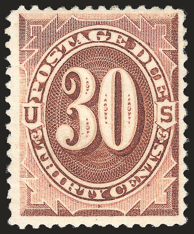 30c Deep Brown, Special Printing (J13).> Original gum, lightly hinged, radiant color and detailed impression<><>VERY FINE AND CHOICE EXAMPLE OF THE 30-CENT POSTAGE DUE SPECIAL PRINTING.^<><>It has been estimated
that no more than 179 examples of