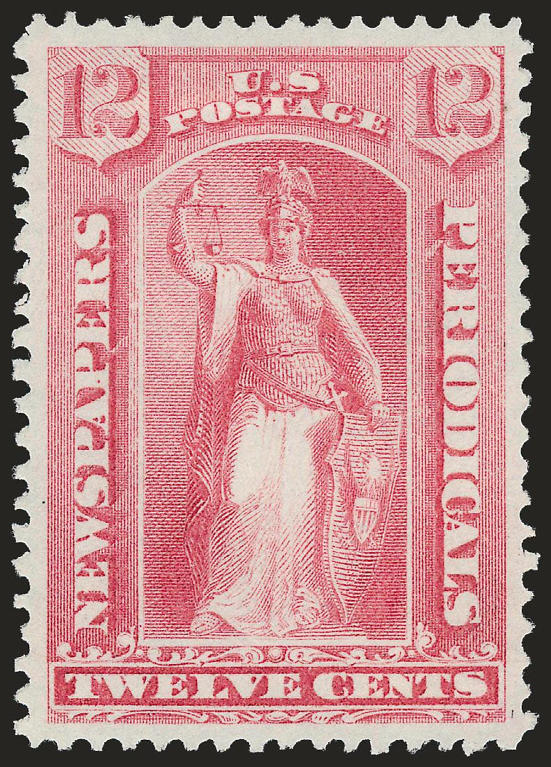 12c Pale Rose, 1875 Special Printing (PR40).> Without gum as issued, incredibly well-centered with full intact perforations, fresh color and sharp impression<><>^EXTREMELY FINE GEM. EASILY ONE OF THE FINEST
QUALITY NEWSPAPER SPECIAL PRINTINGS TO HA