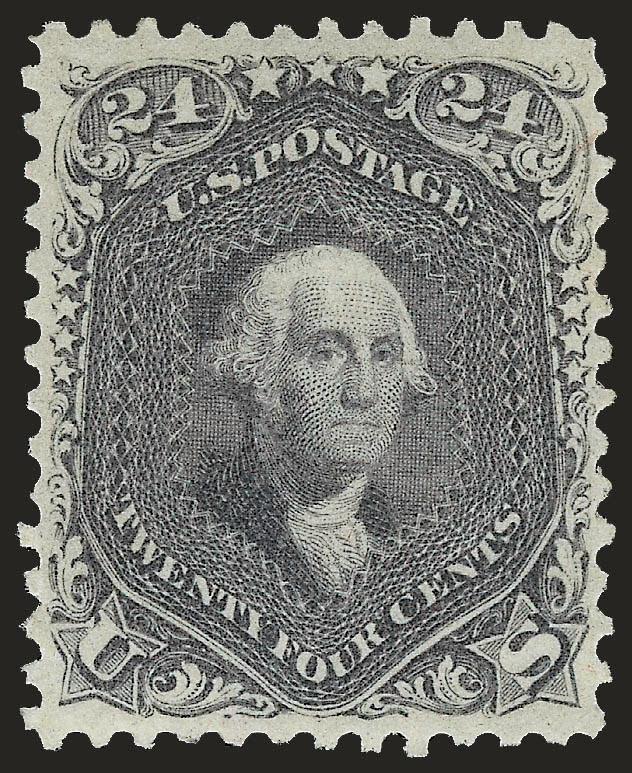 24c Lilac (78).> Original gum, lightly hinged, intense shade and impression, well-balanced margins<><>^EXTREMELY FINE. A BEAUTIFUL ORIGINAL-GUM EXAMPLE OF THE 1863 24-CENT LILAC. THIS ISSUE IS DIFFICULT TO FIND
WITH SUCH CHOICE CENTERING.^<><>Wit
