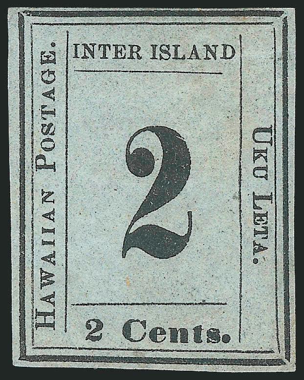 1862, 2c Black, Greenish Blue (14).> Plate 3-Gx, Type IX (Westerberg Position 9), original gum, full and even margins<><>^EXTREMELY FINE. A RARE SOUND ORIGINAL-GUM AND FOUR-MARGIN EXAMPLE OF THE 2-CENT BLACK
NUMERAL ON GREENISH BLUE PAPER.^<><>Wi
