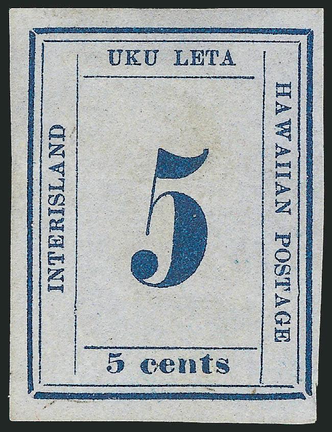 1865, 5c Blue on Blue (22).> Plate 12-A, Type VII (Westerberg Position 3), unused (no gum), large margins to full, rich color, fresh and Very Fine
