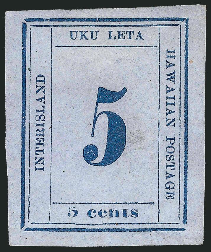 1865, 5c Blue on Blue (22).> Three, Plate 12-A, Westerberg Positions 1, 2 and 4, unused (no gum), large margins to full, few flaws incl. age spot, thins etc., appear Fine-Very Fine