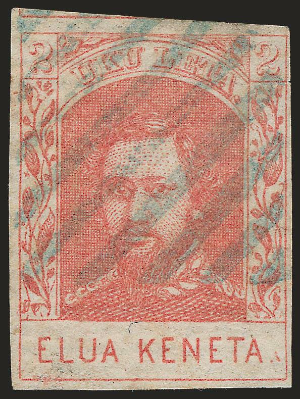 1861, 2c Pale Rose, Horizontally Laid, 2c Carmine Rose, Vertically Laid (27, 28a).> Unused and used of each, No. 28a unused with original gum, couple trivial flaws, appear Fine